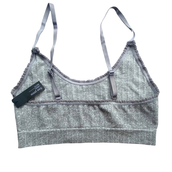 NEW FREE PRESS Audrey Rib Scoop Neck Bralette Grey - Picture 5 of 7